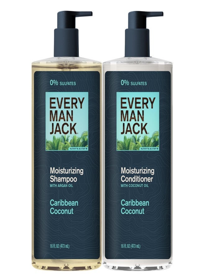 Every Man Jack Men's Shampoo and Conditioner Set - Caribbean Coconut - Made w/Plant Powered Moisturizing Ingredients like Coconut & Argan Oil - 16 fl oz (2 Pack) - Image 1